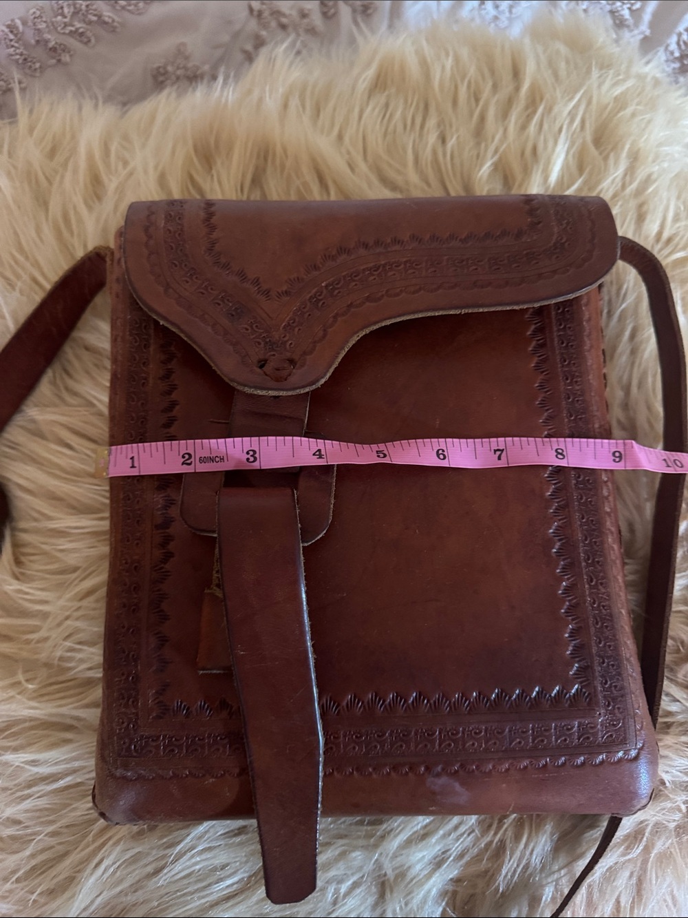 Brown Leather Crossbody / shoulder Messenger Bag
